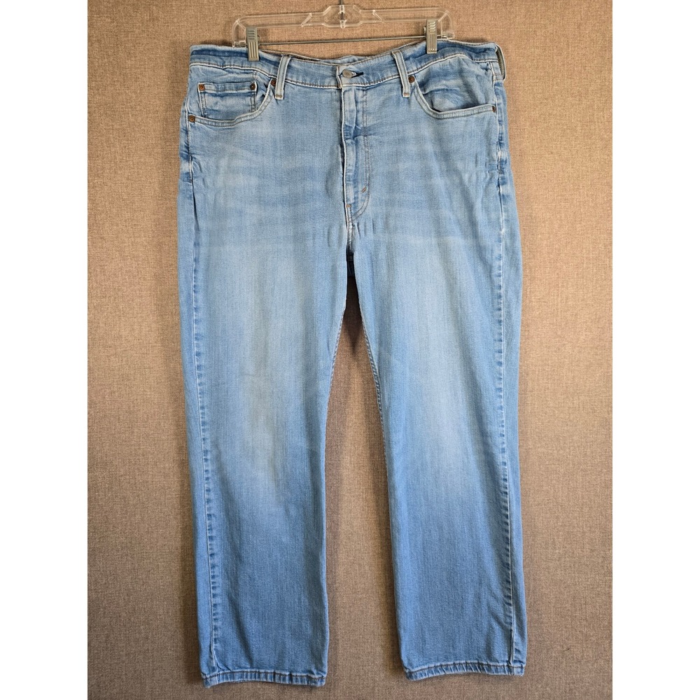 Levis 514 Straight Fit Jeans Mens 40x30 Light Wash Blue Denim Pants 00514-1086